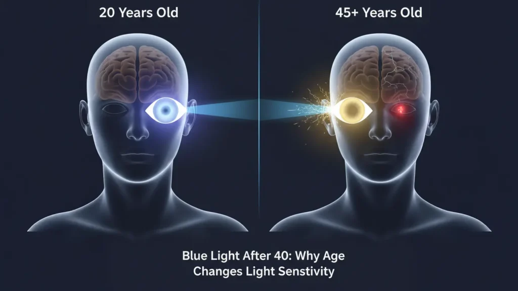 create img cover of Blue Light After 40: Why Age Changes Light Sensitivity, no text